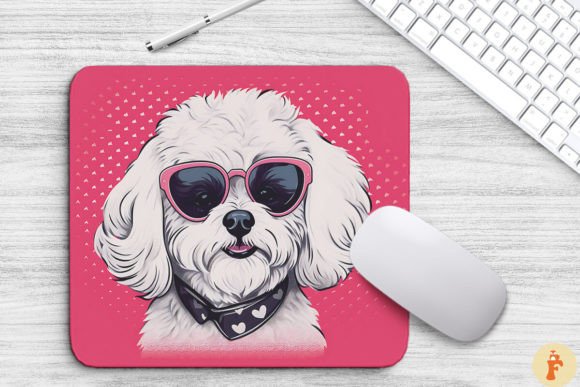 Cute Pink Bichon Frise Mouse Pad