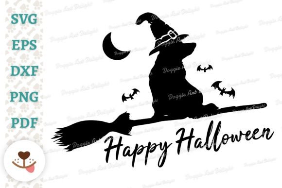 Happy Halloween Corgi Dog Witch Broom