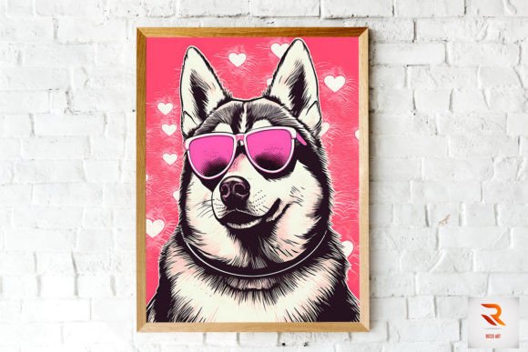 Siberian Husky Pink Glasses Wall Art