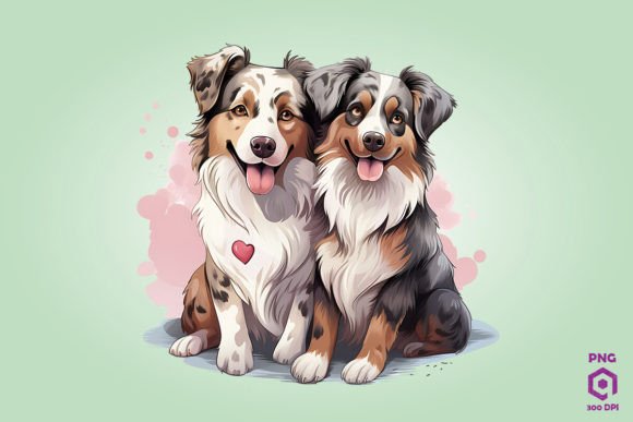 Valentine Couple of Australian Shepherd