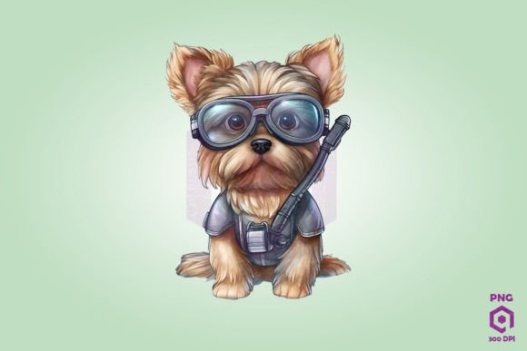Yorkshire Terrier Wearing Diving Suit